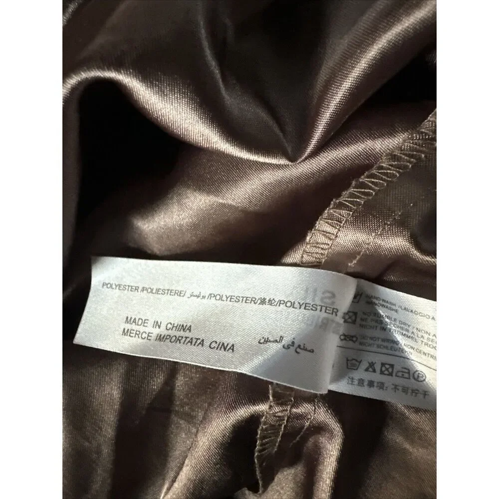 Silvian Heach Sheer‎ Long Skirt Lined Pleated Women’s Size Small Dark Tan